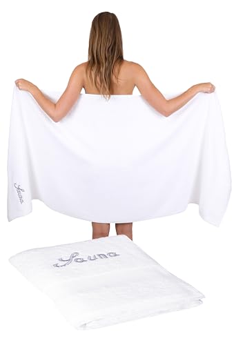 Betz 2 Stück Saunatücher Saunatuch Set Größe 80x200 cm XXL Sauna Handtuch Weich Groß Frottee France 100% Baumwolle Farbe: weiß von Betz