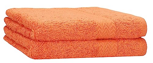 Betz 2 Stück Strandtücher Duschtücher Set Größe 70x140 cm Duschhandtuch Badetuch Strandtuch Handtuch Premium 100% Baumwolle Farbe orange von Betz