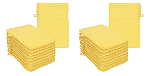 Betz 20 Stück Waschhandschuhe Waschlappen Premium Größe 16x21 cm 100% Baumwolle Farbe gelb von Betz