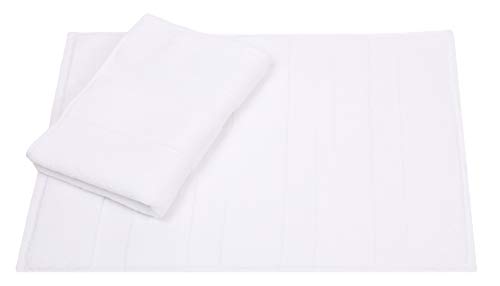 Betz 2er Set Badvorleger Badematte Badteppich Duschvorleger Frottee Größe 50 x 70 cm 100% Baumwolle Deluxe 95°C waschbar Qualität 680 g/m² Farbe weiß von Betz