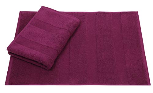 Betz 2er Set Badvorleger Badematte Badteppich Duschvorleger Frottee Größe 50 x 70 cm 100% Baumwolle Deluxe Qualität 680 g/m² Farbe Pflaume von Betz