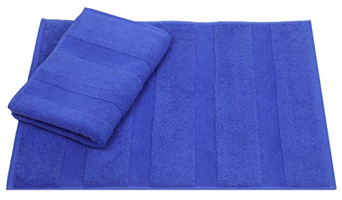 Betz 2er Set Badvorleger Badematte Badteppich Duschvorleger Frottee Größe 50 x 70 cm 100% Baumwolle Deluxe Qualität 680 g/m² Farbe blau von Betz