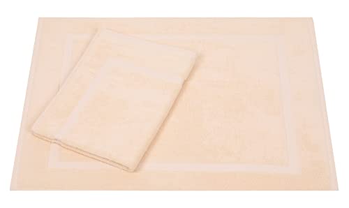 Betz 2 Stück Badvorleger Badematte Badteppich Duschvorleger Frottee Premium Größe 50x70 cm 100% Baumwolle Qualität 650g/m² Farbe beige von Betz