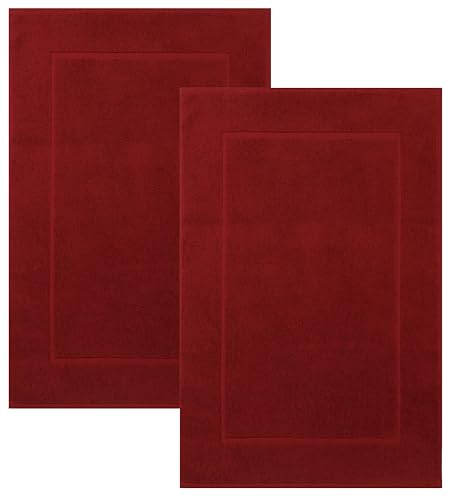 Betz 2 Stück Badvorleger Badematte Badteppich Duschvorleger Frottee Premium Größe 50x70 cm 100% Baumwolle Qualität 650g/m² Farbe rubinrot von Betz