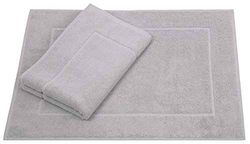 Betz 2 Stück Badvorleger Badematte Badteppich Duschvorleger Frottee Premium Größe 50x70 cm 100% Baumwolle Qualität 650g/m² Farbe Silber von Betz