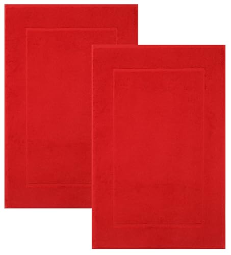 Betz 2 Stück Badvorleger Badematte Badteppich Duschvorleger Frottee Premium Größe 50x70 cm 100% Baumwolle Qualität 650g/m² Farbe rot von Betz