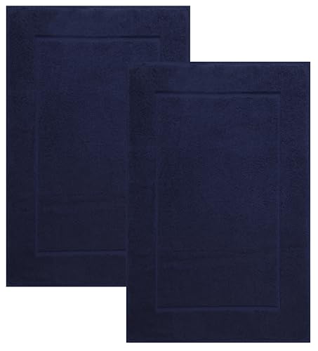 Betz 2 Stück Badvorleger Badematte Badteppich Duschvorleger Frottee Premium Größe 50x70 cm 100% Baumwolle Qualität 650g/m² Farbe dunkelblau von Betz