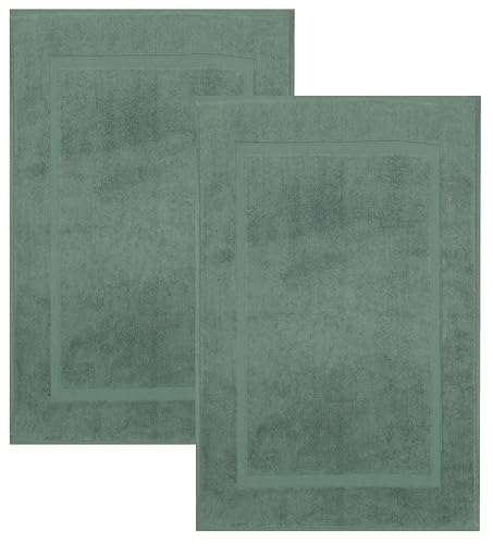 Betz 2 Stück Badvorleger Badematte Badteppich Duschvorleger Frottee Premium Größe 50x70 cm 100% Baumwolle Qualität 650g/m² Farbe tannengrün von Betz