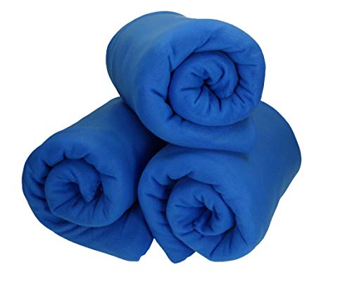 Betz 3 Stück Fleecedecke Kuscheldecke Wohndecke in Größe 130x170 cm Qualität 180 g/m Farbe blau von Betz