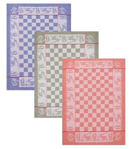 Betz 3er Set Geschirrtücher Geschirrhandtuch Gläsertuch Halbleinen Jacquard Gläsertücher Küchentuch Handtuch Größe 50 x 70 cm von Betz