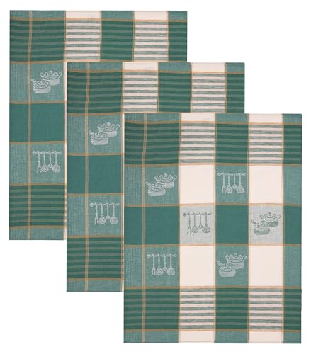 Betz 3er Set Geschirrtücher Geschirrhandtuch Gläsertuch Halbleinen Jacquard Hungary Küche Gläsertücher Küchentuch Handtuch Größe 50 x 70 cm Farbe: grün von Betz