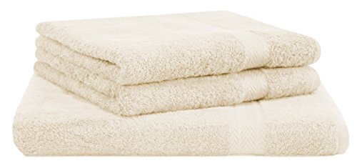 Betz 3-TLG. Strandtuch Saunatuch Badetuch Liegetuch Handtuch Premium Frottee Set 1 Tuch 70x200 cm 2 Tücher 50x100 cm Farbe beige von Betz