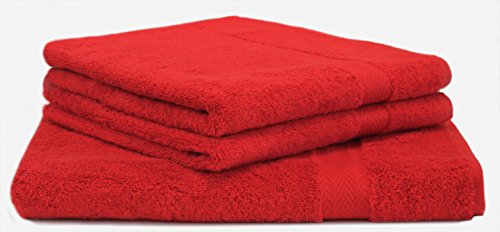 Betz 3-TLG. Strandtuch Saunatuch Badetuch Liegetuch Handtuch Premium Frottee Set 1 Tuch 70x200 cm 2 Tücher 50x100 cm Farbe rot von Betz