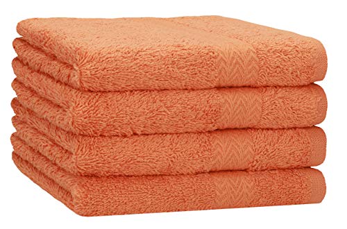 Betz 4 Stück Handtücher Premium 100% Baumwolle 4 Handtücher Farbe orange von Betz