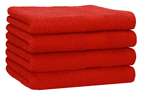 Betz 4 Stück Handtücher Premium 100% Baumwolle 4 Handtücher Farbe rot von Betz
