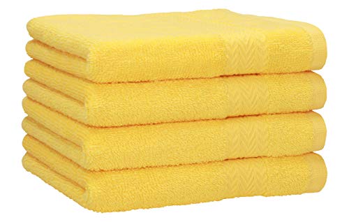 Betz 4 Stück Handtücher Premium 100% Baumwolle 4 Handtücher Farbe gelb von Betz