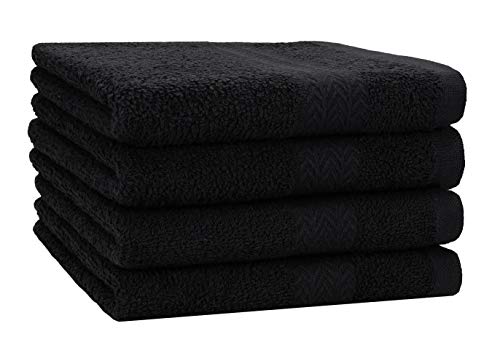 Betz 4 Stück Handtücher Premium 100% Baumwolle 4 Handtücher Farbe schwarz von Betz