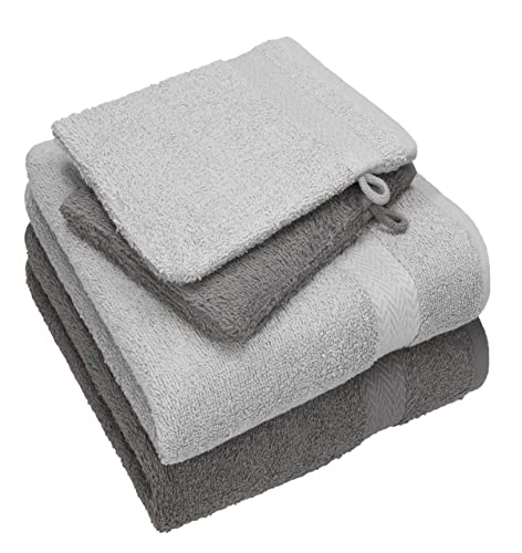 Betz 4 TLG. Handtuch Set Happy Pack 100% Baumwolle 2 Handtücher 2 Waschhandschuhe anthrazit grau - Silber grau Betz 4 TLG. Handtuch Set Happy Pack 100% Baumwolle 2 Handtücher 2 Waschhandschuhe anthrazit grau - Silber grau von Betz