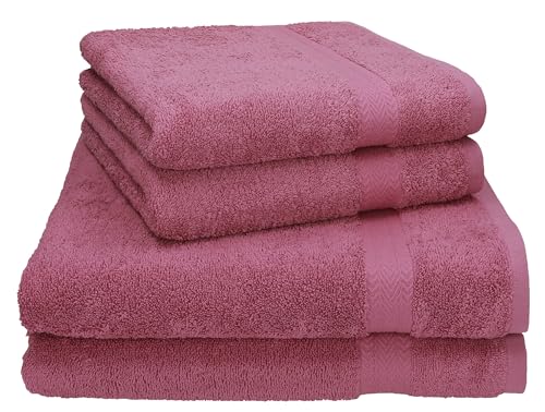 Betz 4-TLG. Handtuch Set Premium 100% Baumwolle 2 Duschtücher Duschtuch Größe 70 x 140 cm 2 Handtücher Handtuch Größe 50 x 100 cm (Beere) von Betz