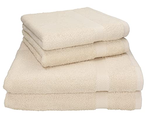 Betz 4-TLG. Handtuch Set Premium 100% Baumwolle 2 Duschtücher Duschtuch Größe 70 x 140 cm 2 Handtücher Handtuch Größe 50 x 100 cm (Sand) von Betz