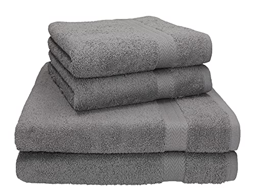 Betz 4-TLG. Handtuch Set Premium 100% Baumwolle 2 Duschtücher Duschtuch Größe 70 x 140 cm 2 Handtücher Handtuch Größe 50 x 100 cm (anthrazit) von Betz