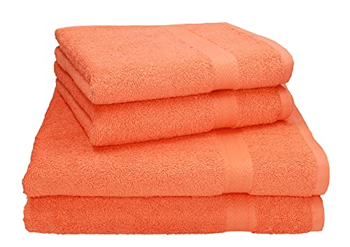 Betz 4-TLG. Handtuch Set Premium 100% Baumwolle 2 Duschtücher Duschtuch Größe 70 x 140 cm 2 Handtücher Handtuch Größe 50 x 100 cm (blutorange) von Betz