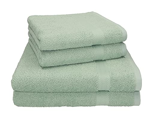 Betz 4-TLG. Handtuch Set Premium 100% Baumwolle 2 Duschtücher Duschtuch Größe 70 x 140 cm 2 Handtücher Handtuch Größe 50 x 100 cm (heugrün) von Betz