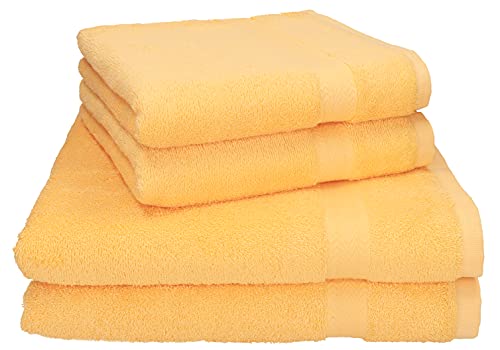 Betz 4-TLG. Handtuch Set Premium 100% Baumwolle 2 Duschtücher Duschtuch Größe 70 x 140 cm 2 Handtücher Handtuch Größe 50 x 100 cm (honiggelb) von Betz