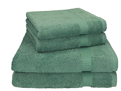 Betz 4-TLG. Handtuch Set Premium 100% Baumwolle 2 Duschtücher Duschtuch Größe 70 x 140 cm 2 Handtücher Handtuch Größe 50 x 100 cm (tannengrün) von Betz