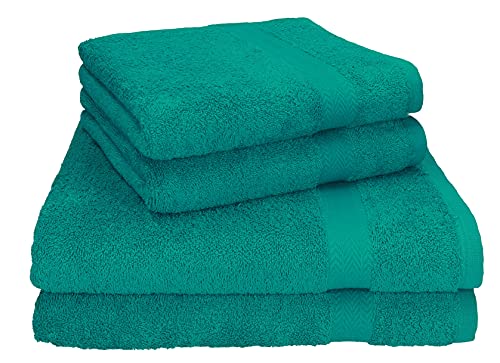 Betz 4-TLG. Handtuch-Set Premium 100% Baumwolle 2 Duschtücher 2 Handtücher Farbe smaragdgrün von Betz
