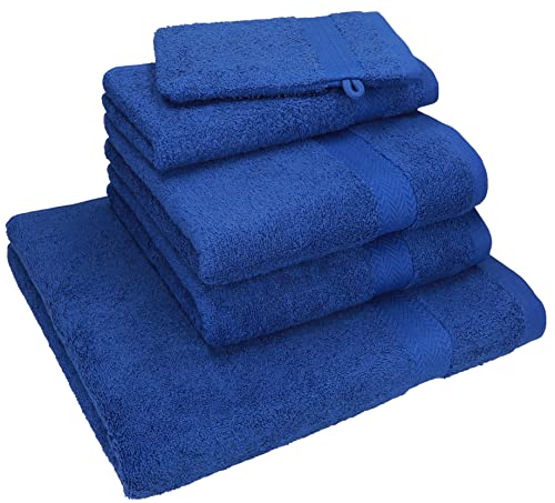 Betz 5-TLG. Handtuch - Set Nice Pack 100% Baumwolle 1 Duschtuch 2 Handtücher 1 Gästetuch 1 Waschhandschuh Farbe Royalblau von Betz
