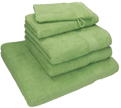 Betz 5-TLG. Handtuch - Set Nice Pack 100% Baumwolle 1 Duschtuch 2 Handtücher 1 Gästetuch 1 Waschhandschuh Farbe apfelgrün von Betz