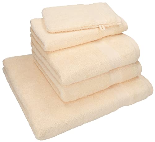 Betz 5-TLG. Handtuch - Set Nice Pack 100% Baumwolle 1 Duschtuch 2 Handtücher 1 Gästetuch 1 Waschhandschuh Farbe beige von Betz