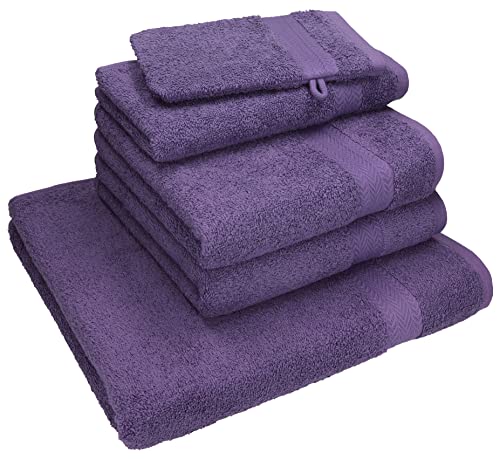 Betz 5-TLG. Handtuch - Set Nice Pack 100% Baumwolle 1 Duschtuch 2 Handtücher 1 Gästetuch 1 Waschhandschuh Farbe lila von Betz