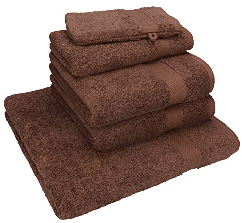 Betz 5-TLG. Handtuch - Set Nice Pack 100% Baumwolle 1 Duschtuch 2 Handtücher 1 Gästetuch 1 Waschhandschuh Farbe nuss von Betz