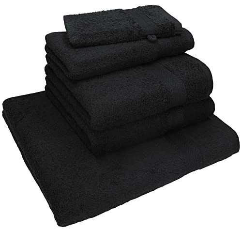 Betz 5-TLG. Handtuch - Set Nice Pack 100% Baumwolle 1 Duschtuch 2 Handtücher 1 Gästetuch 1 Waschhandschuh Farbe schwarz von Betz