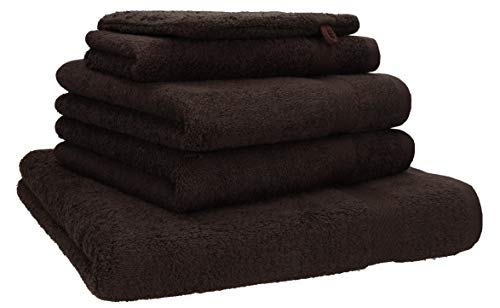 Betz 5-TLG. Handtuch-Set Premium 100% Baumwolle 1 Duschtuch 2 Handtücher 1 Gästetuch 1 Waschhandschuh Farbe Dunkelbraun von Betz