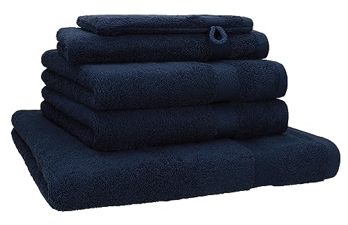 Betz Premium Frottier Handtuch-Set 5-teilig - 1x Liegetücher - 2X Handtücher - 1x Gästetücher - 1x Waschhandschuh - dunkelblau von Betz