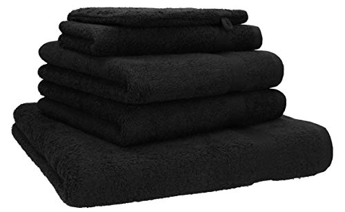 Betz Premium Frottier Handtuch-Set 5-teilig - 1x Liegetücher - 2X Handtücher - 1x Gästetücher - 1x Waschhandschuh - schwarz von Betz