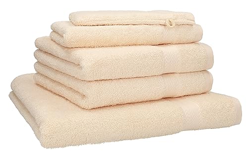 Betz Premium Frottier Handtuch-Set 5-teilig - 1x Liegetücher - 2X Handtücher - 1x Gästetücher - 1x Waschhandschuh - beige von Betz