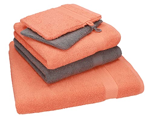 Betz 5 TLG. Handtuch Set Single Pack 100% Baumwolle 1 Duschtuch 2 Handtücher 2 Waschhandschuhe orange - anthrazit grau Betz 5 TLG. Handtuch Set Single Pack 100% Baumwolle 1 Duschtuch 2 Handtücher 2 Waschhandschuhe orange - anthrazit grau von Betz