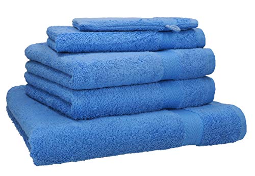 Betz Premium Frottier Handtuch-Set 5-teilig - 1x Liegetücher - 2X Handtücher - 1x Gästetücher - 1x Waschhandschuh - Farbe hellblau von Betz