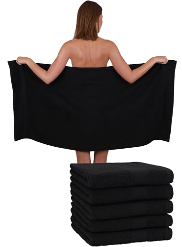 Betz 6 Stück Duschtücher Duschtuch Set Größe 70x140 cm Duschhandtuch Badetuch Strandtuch Handtuch Premium 100% Baumwolle Farbe schwarz von Betz