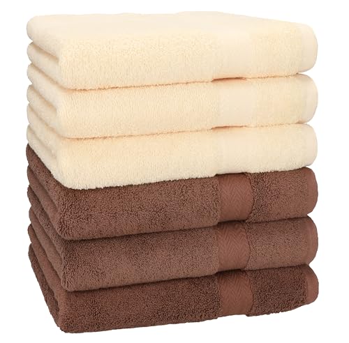 Betz Handtuch 6er Pack Handtücher Set Premium Größe 50x100 cm 100% Baumwolle - gut trocknend, Gute Qualität - ideal für Sport, Strand, Reisen Farbe beige/nuss von Betz