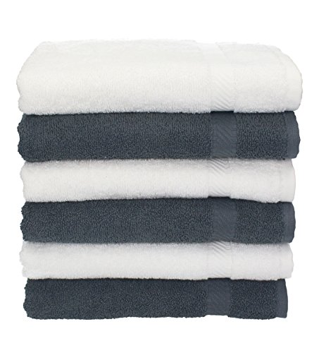 Betz 6 Stück Handtücher Palermo 100% Baumwolle Handtuch-Set Farbe weiß und anthrazit von Betz