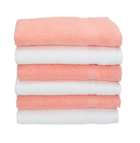 Betz 6 Stück Handtücher Palermo 100% Baumwolle Handtuch Set Farbe weiß und apricot von Betz