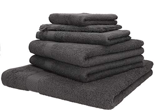 Betz 6-TLG. Handtuch-Set Palermo 100% Baumwolle 1 Liegetuch 2 Handtücher 1 Gästetuch 1 Waschhandschuh 1 Seiftuch Farbe anthrazit von Betz