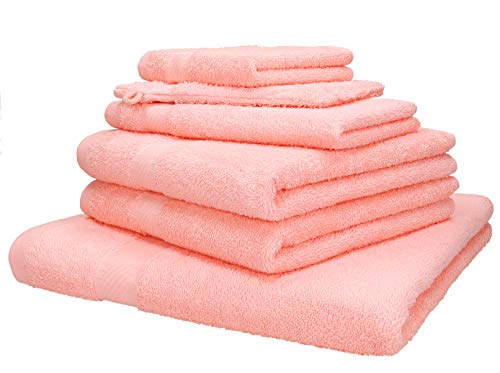 Betz 6-TLG. Handtuch-Set Palermo 100% Baumwolle 1 Liegetuch 2 Handtücher 1 Gästetuch 1 Waschhandschuh 1 Seiftuch Farbe apricot von Betz