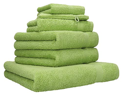 Betz 6-TLG. Handtuch-Set Premium 100% Baumwolle 1 Liegetuch 2 Handtücher 1 Gästetuch 1 Waschhandschuh 1 Seiftuch Farbe avocadogrün von Betz