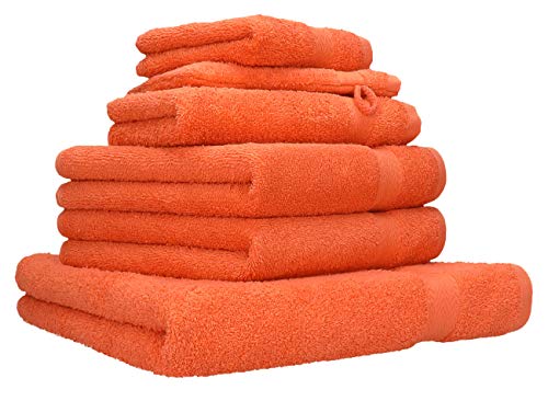 Betz 6-TLG. Handtuch-Set Premium 100% Baumwolle 1 Liegetuch 2 Handtücher 1 Gästetuch 1 Waschhandschuh 1 Seiftuch Farbe blutorange von Betz